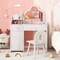 Costway Kids Vanity Table and Chair Set with Cloud-shaped Mirror Open Shelf Storage Drawers White/Pink/Purple